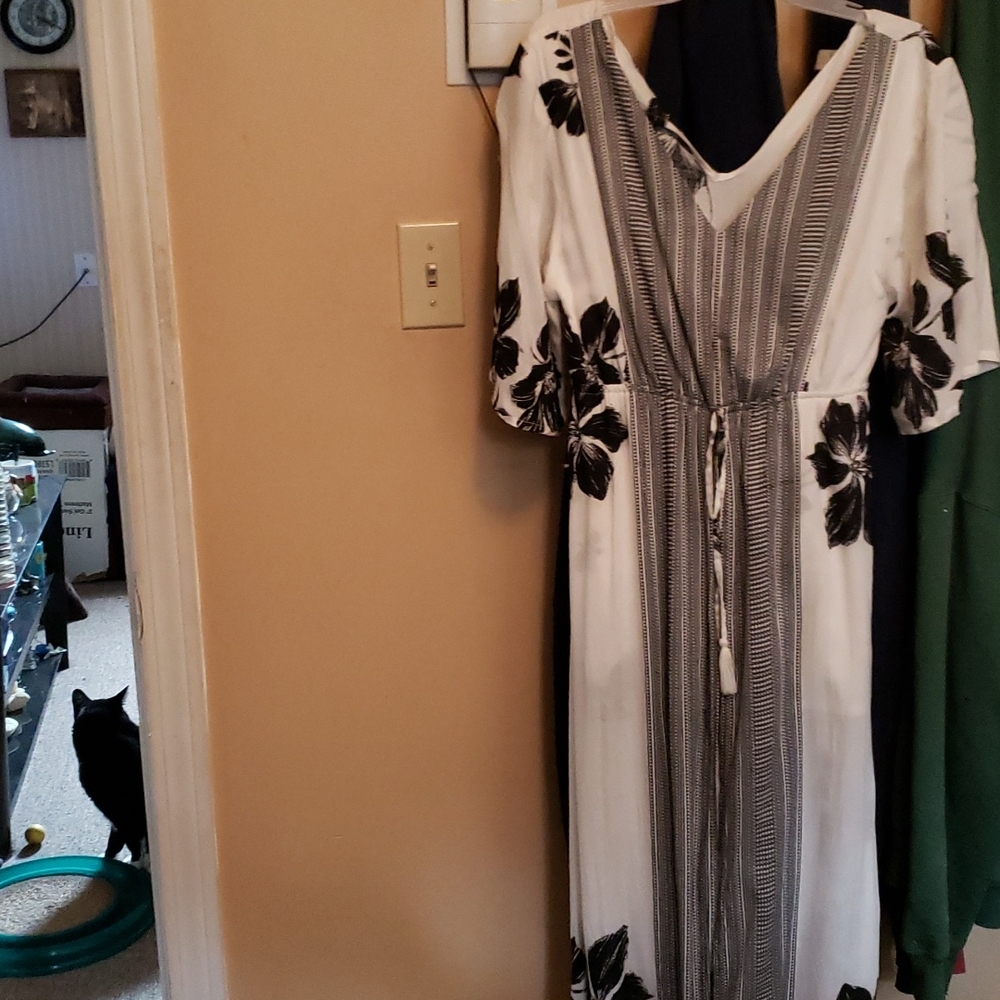 Long dress with front slit and shorts underneath